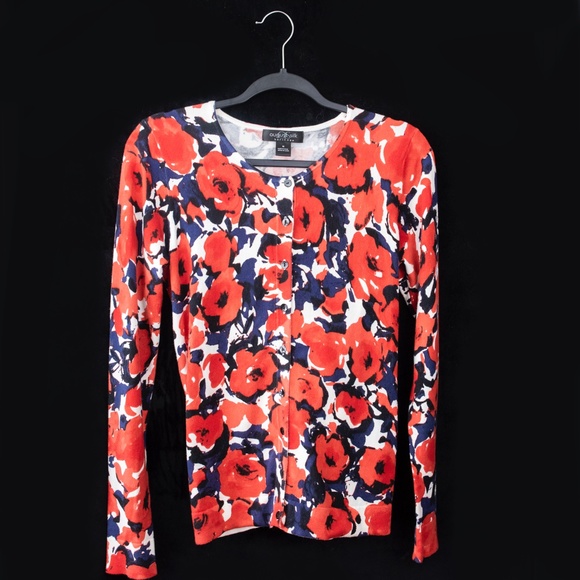 August Silk Colorful Cardigan Size M - Picture 1 of 4
